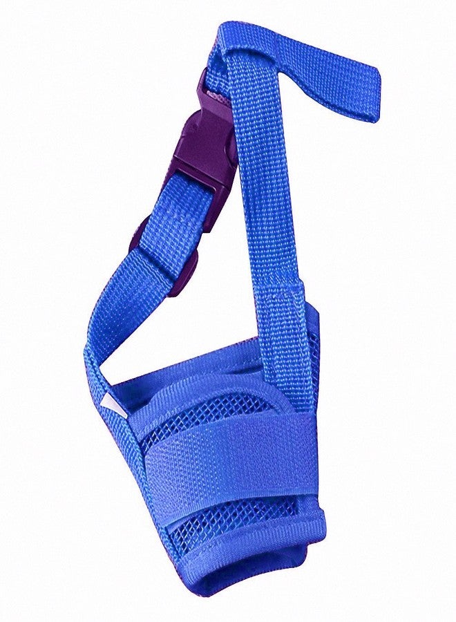Nema NM Nema Nylon Plastic Adjustable Anti Bark Mesh Soft Mouth Muzzle for Dog (Blue, Large) - Image 1